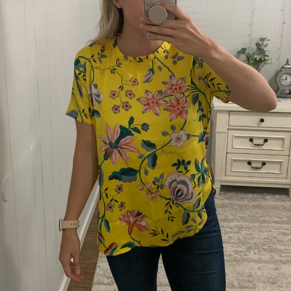 LOFT Yellow Floral Blouse